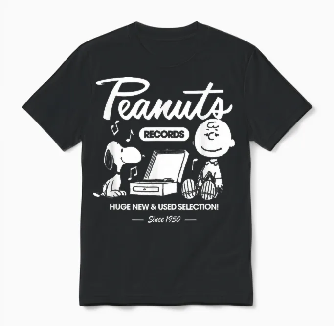 Peanuts - Snoopy Charlie Brown Record Unisex T-Shirt in Black