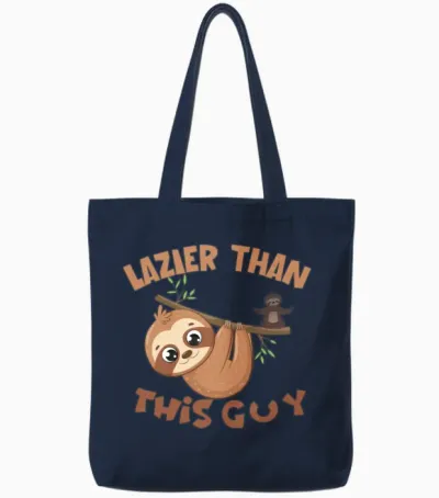 Sloth Funny Kids Funny Aduly Punny Tote Bags - Navy