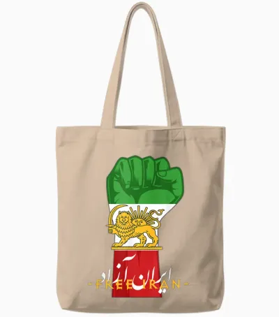 Iran Lion Sun Flag Free Iran Farsi Calligraphy Tote Bags - Natural
