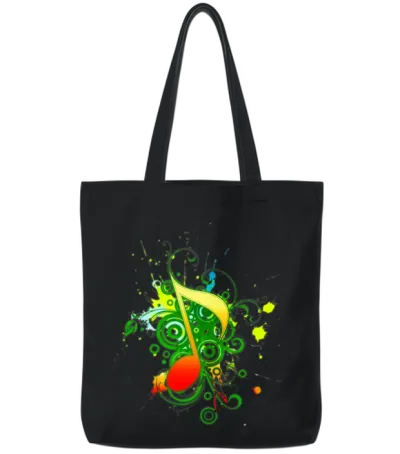 Music Note Tote Bags - Black