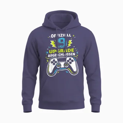 9. Geburtstag Jungen Video Gamer Offiziell 9 Upgrade Jungs Unisex Hoodie - Heather Sport Dark Navy