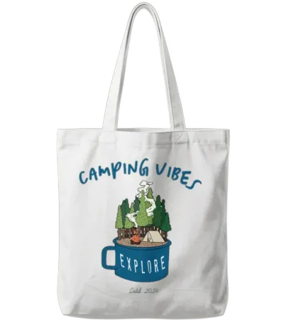 Camping Vibes Explore Tote Bags - White