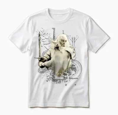 The Lord of the Rings Gandalf and Sword Glamdring Unisex T-Shirt - White