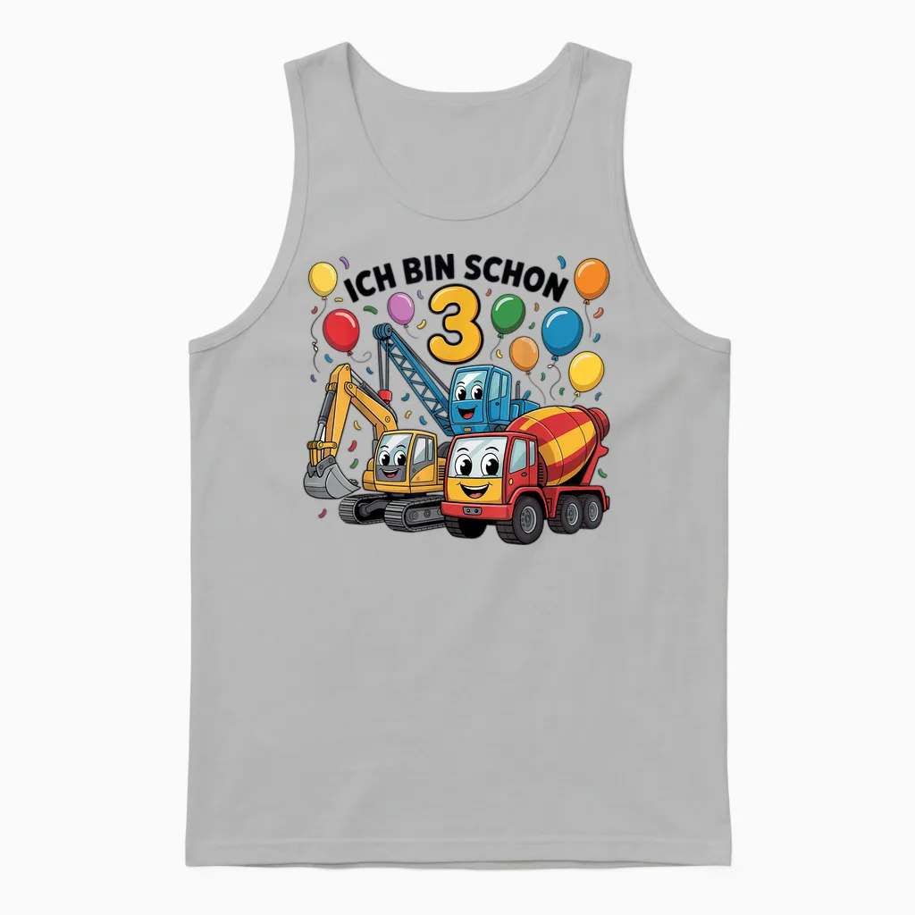 Children's T-Shirt with German Text "ich Bin Schon 3 Years" Unisex Tank Top in Ash