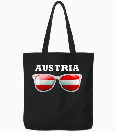 österreich Shirt Wappen Fahne Brille Herren & Damen Austria Tote Bags - Black