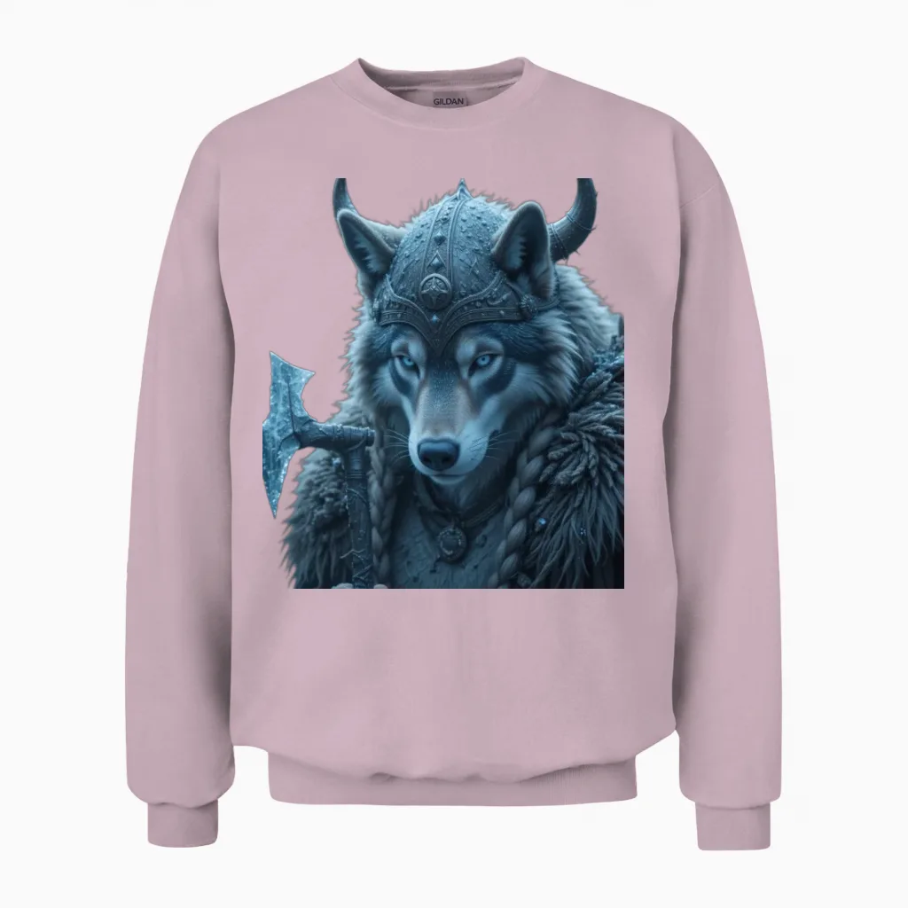 Viking Wolf King Young Scooter , Weather Unisex Sweatshirt in Light Pink