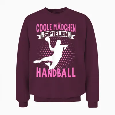 Handballer Women's Children's Cool Girls Playing Handball T-Shirt, Black Unisex Sweatshirt - Maroon