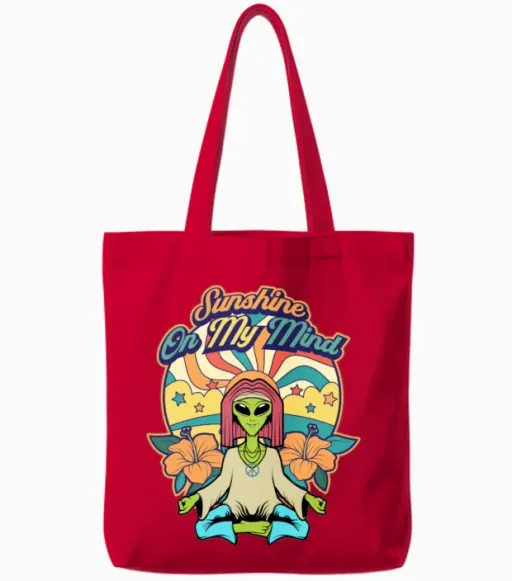 Positive Mind Positive Life Sunshine Positive Tote Bags in Red