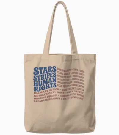 Stars and Stripes and Human Rights Patriotic Usa Tote Bags - Natural