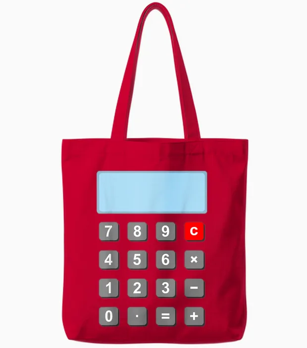 Taschenrechner Kostüm Karneval Mathe Lehrer Mathematik Tote Bags in Red