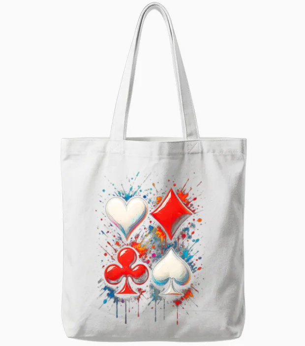 Card Player Dice Poker Playing Cards Cross Spades Tote Bags in White