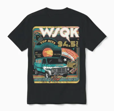 Stranger Things Season 5 Wsqk Hawkins New Hitmaker Retro Unisex T-Shirt - Black