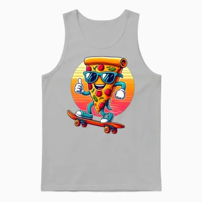 Funny Pizza Unisex Tank Top - Ash