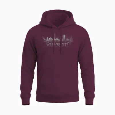 Ruhrpott Skyline Ruhrgebiet Landmark T-Shirt, Black Unisex Hoodie - Maroon