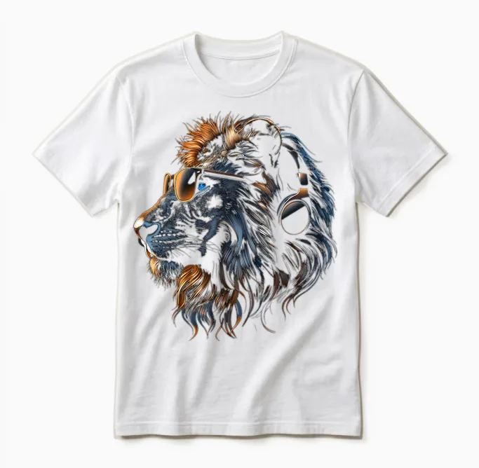 Drôle Lion Cat Safari Art Amoureux Des Animaux Unisex T-Shirt in White