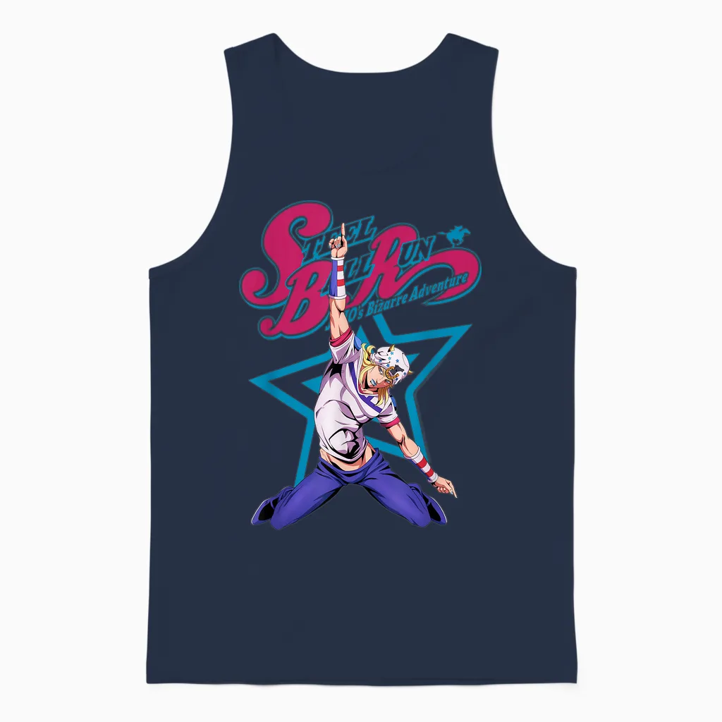 Steel Ball Run Johnny Joestar Pointing Action Pose Anime Unisex Tank Top in Navy