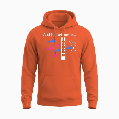 Its a Boy Funny Baby Shower Gender Reveal Gift Unisex Hoodie - Orange