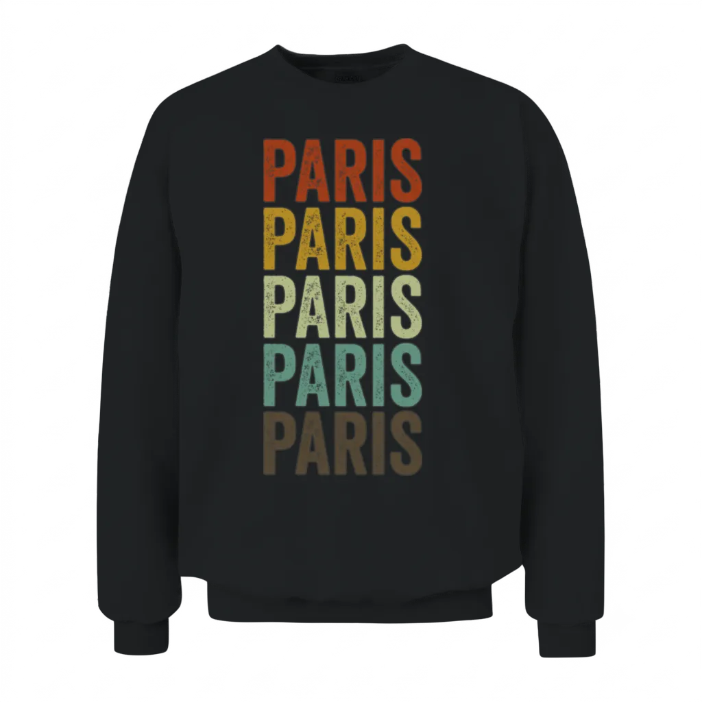 Paris France Retro Vintage Unisex Sweatshirt - Black