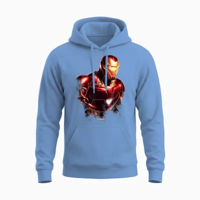 Marvel Avengers Endgame Iron Man Portrait Unisex Hoodie - Carolina Blue