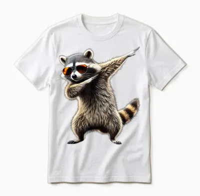 Dab a Raccoon with Sunglasses Dance Unisex T-Shirt - White