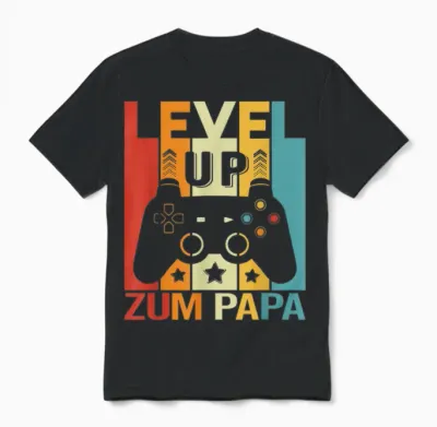 Level Up to Dad Father Pregnancy Announcement Gamer Unisex T-Shirt - Black