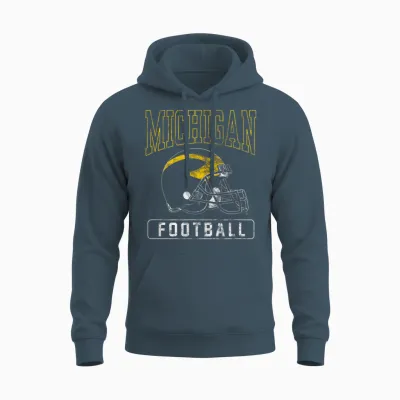 University of Michigan Wolverines U of M Football Helmet Unisex Hoodie - Dark Heather