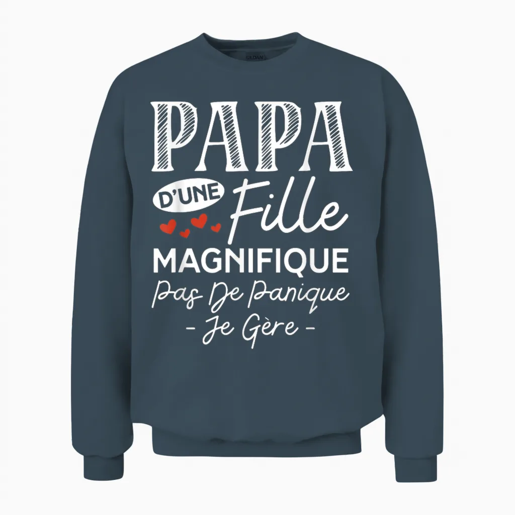 Dad from a Daughter Gorgeous Personalized Gift for Dad T-Shirt, Black, S Unisex Sweatshirt in Dark Heather