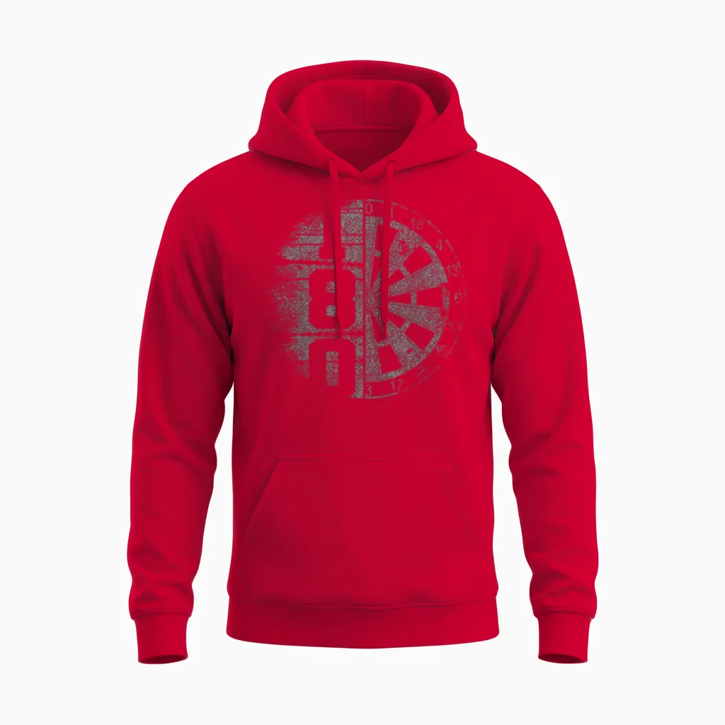 Dart 180 Dartboard Retro Dart T-Shirt, Black Unisex Hoodie in Red