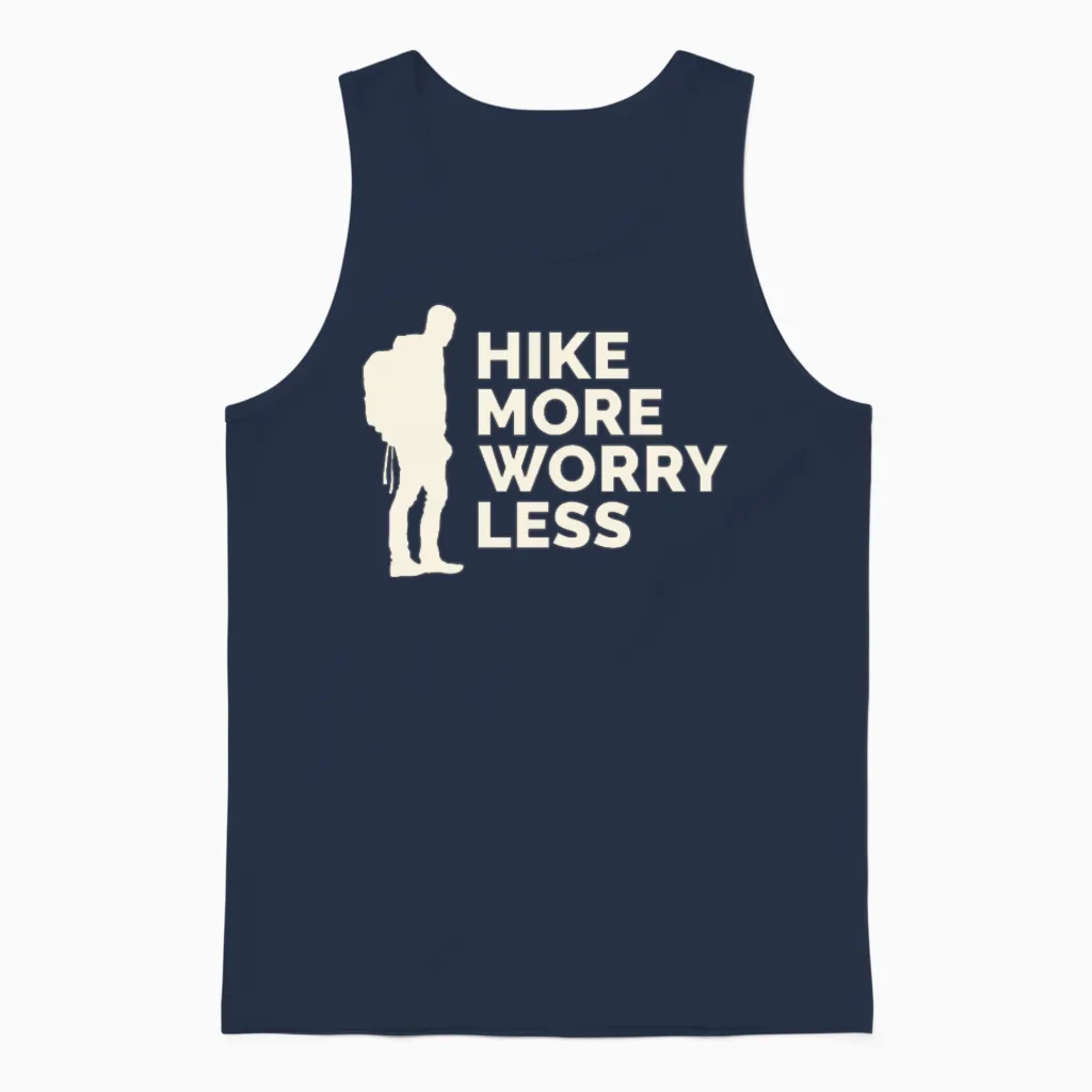 Hike More Worry Less Hiking - & Outdoors Unisex Tank Top in Navy