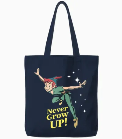 Peter Pan Never Grow Up! Tote Bags - Navy