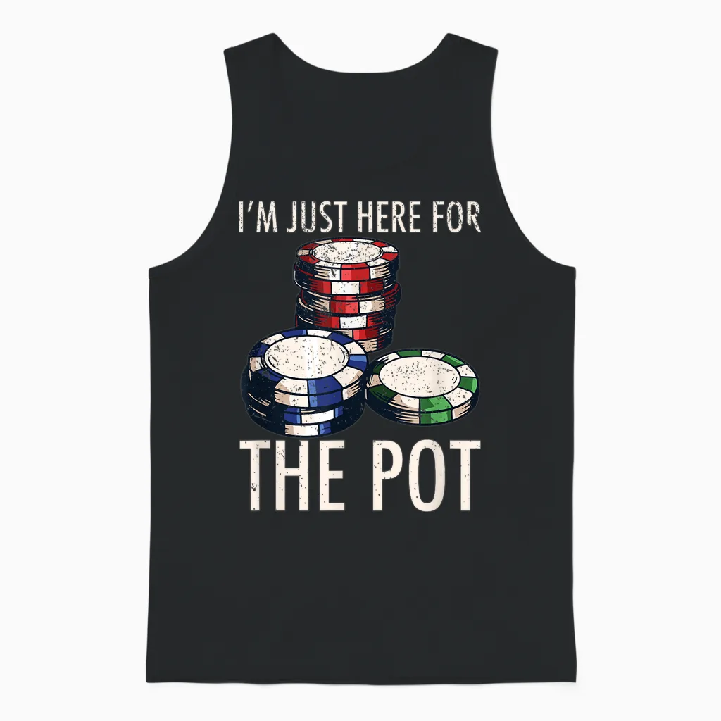 Poker T-Shirt Texas Hold'em Gambling Pot Cards Player Gift Unisex Tank Top in Black