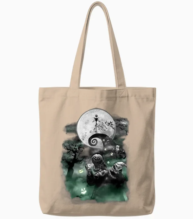 Disney - the Nightmare Before Christmas Haunted Scene Tote Bags in Natural