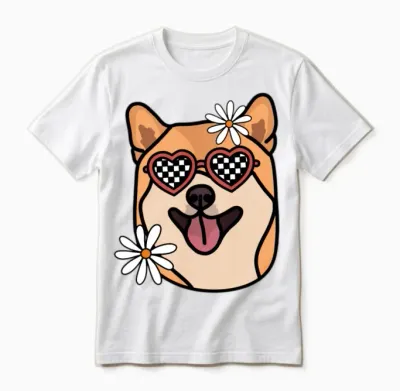 Shiba Retro Dog Unisex T-Shirt - White