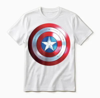 Marvel Studios Captain America 4: Brave New World Shield T-Shirt, Black Unisex T-Shirt - White