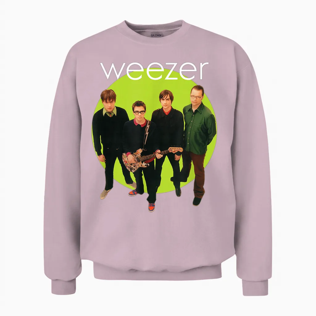 Weezer - Green Album Circle T-Shirt Small Unisex Sweatshirt in Light Pink