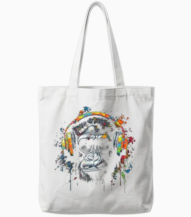Affe Musik Bunte Musiker Tier Thema Tier Dschungel Kunst Affe Tote Bags in White