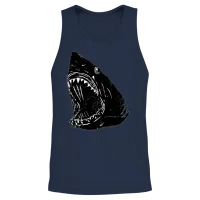 Scary Shark Unisex Tank Top - Navy – 2