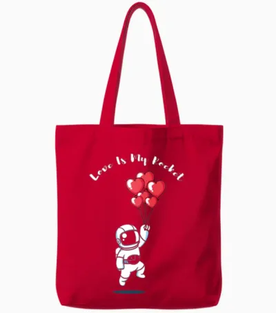 Astronaut Valentine Quote Hearts Day Valentines Tote Bags - Red