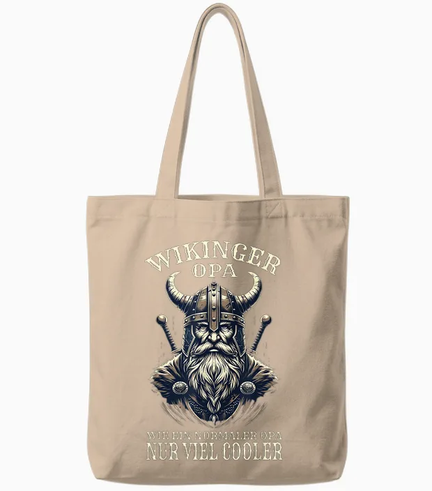 Wikinger Opa Nordische Mythologie Normannen Tote Bags in Natural