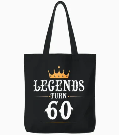 Legends Turn 60, 60th Birthday Tote Bags - Black