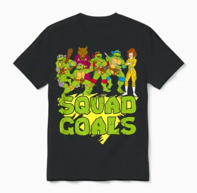 Tmnt with Splinter & April - Squad Goals Unisex T-Shirt - Black