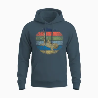 Retro Hexagon Iguana Unisex Hoodie - Dark Heather