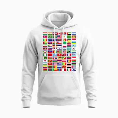 All Countries Flags of the World 287 Flag International Unisex Hoodie - White