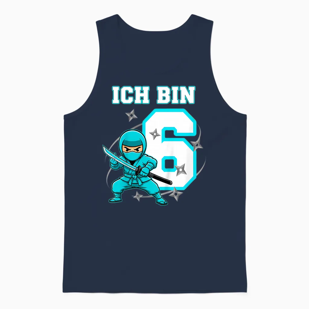 Ich Bin 6 Ninja Geburtstag 6 Jahre Junge Karate Unisex Tank Top in Navy