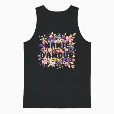 Grandma Love Flowers Gift Super Manny Grandma Day T-Shirt, Black, Female X-Small Unisex Tank Top - Black