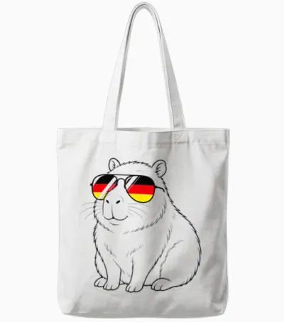 Deutsche Flagge Capybara Deutsch Deutschland Wasserschweine Tote Bags - White