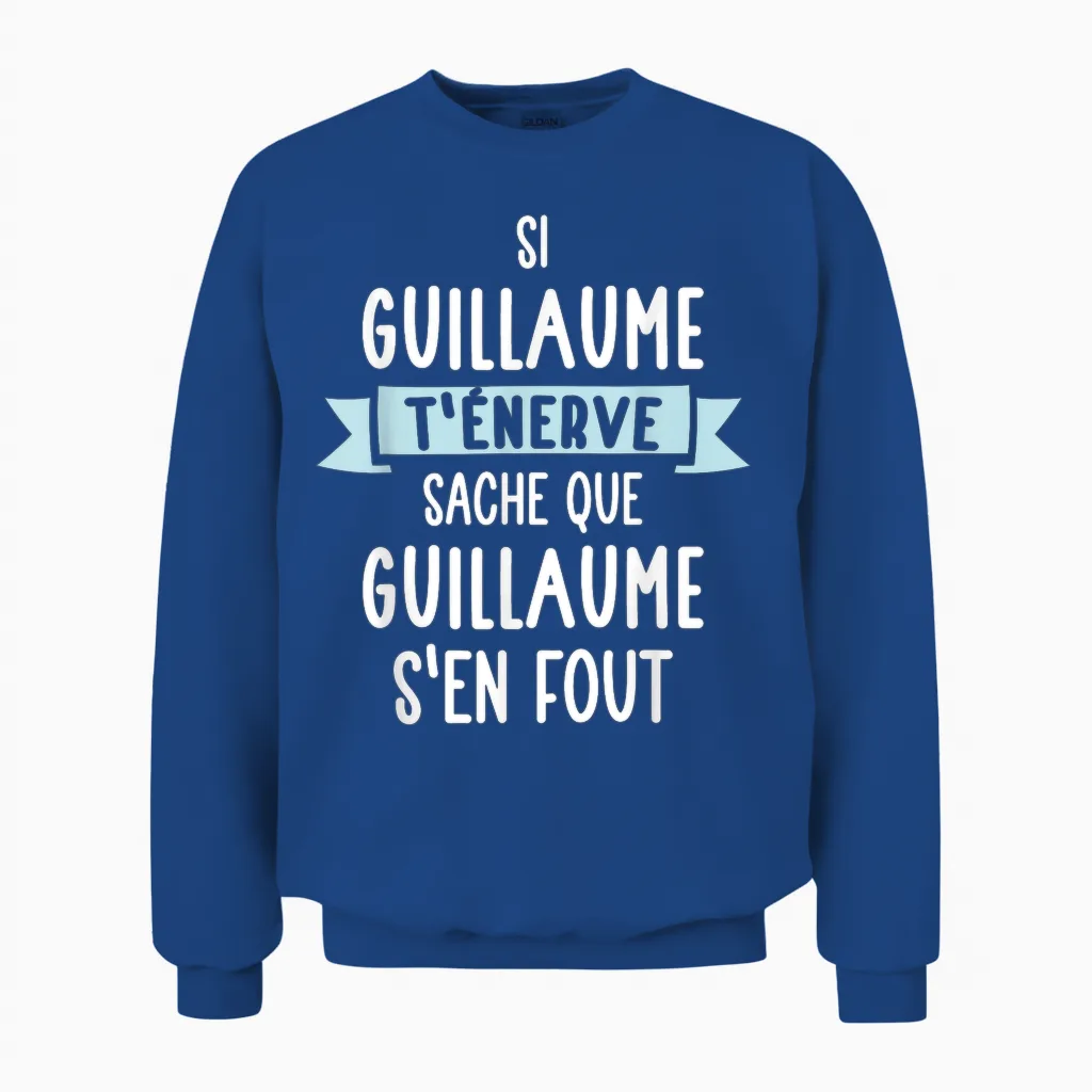 Gift Man Humour Name Personalised Guillaume T-Shirt, Black, S Unisex Sweatshirt in Royal