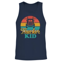 Trucker Kid - Retro Style Truckers Unisex Tank Top - Navy – 2