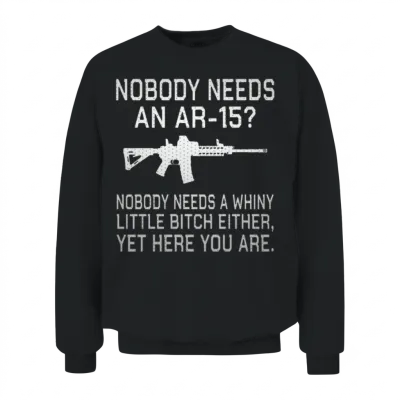 Nobody Needs an Ar15? Metallic Silver Unisex Sweatshirt - Black