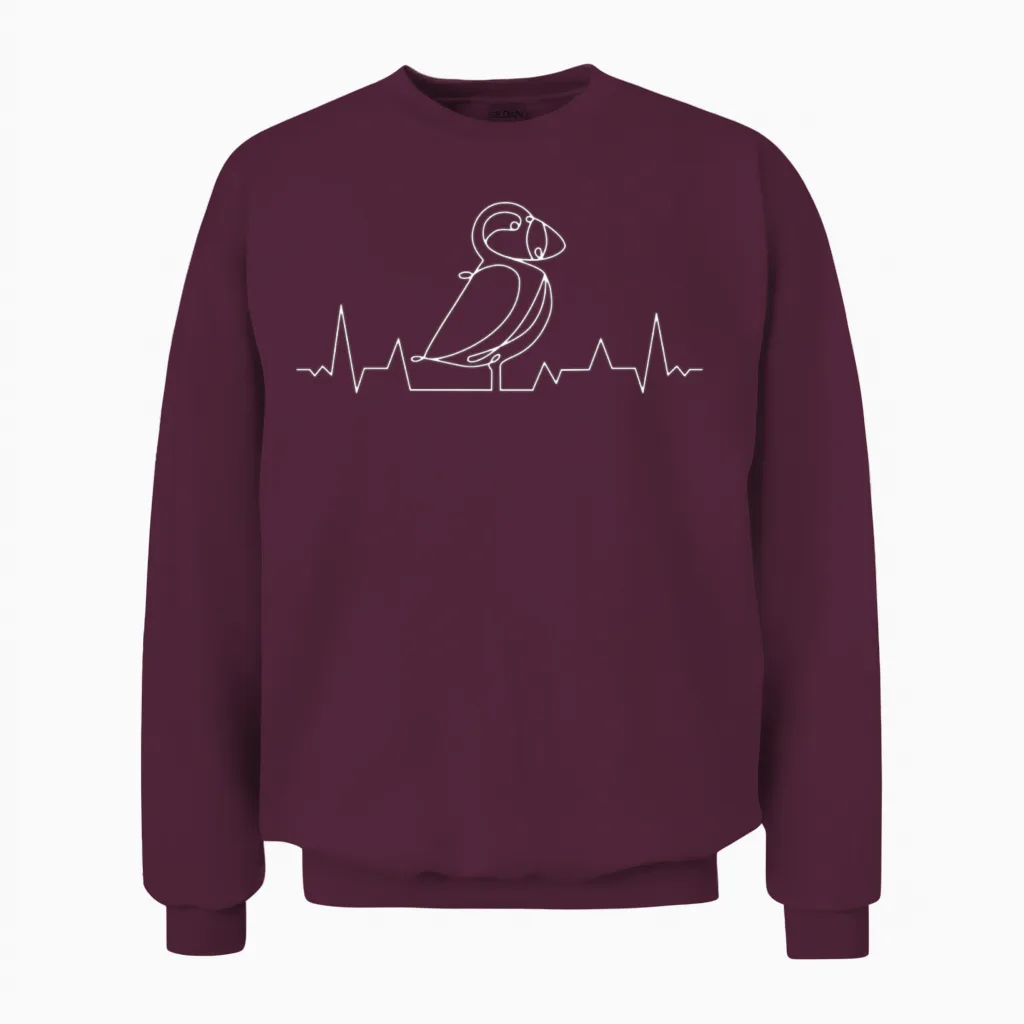 Puffin Bird Seabird Vintage Puffins Unisex Sweatshirt in Maroon